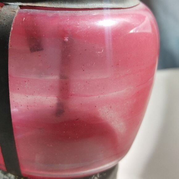 Antique Ice Skating Handheld Red Glass Metal Lantern Lamp Rustic Patina Small - Picture 11 of 13